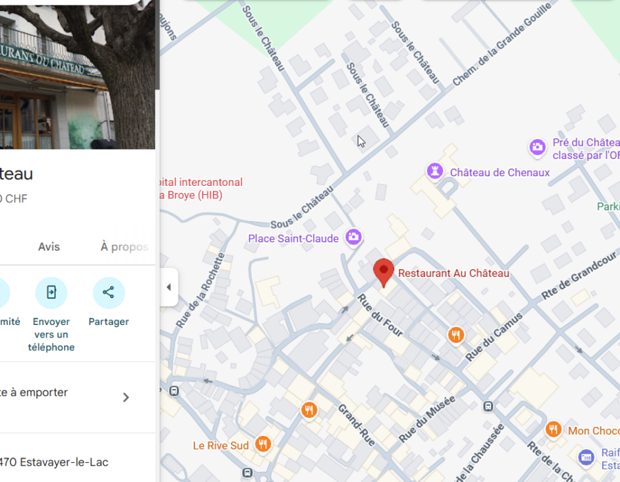 Situation du restaurant à Estavayer-le-Lac